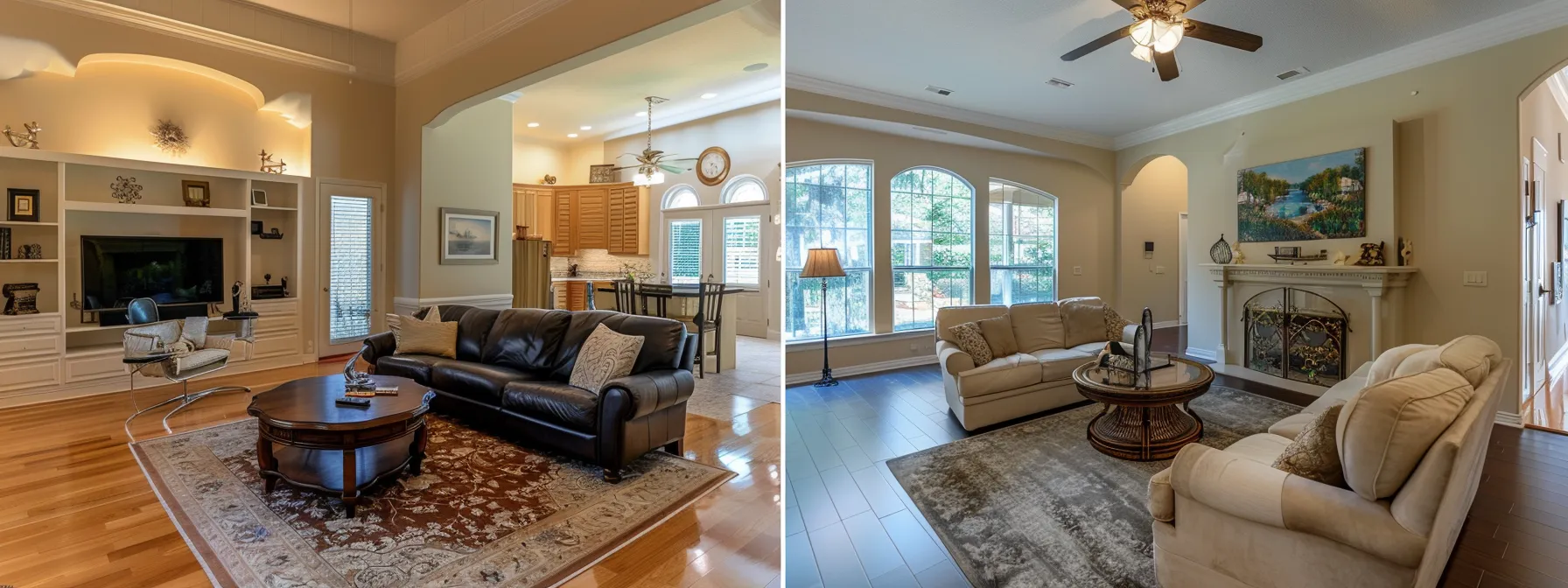 a meticulously staged living room in a beautifully renovated home, featuring modern decor and inviting lighting, captures the essence of a fast-selling property with a welcoming ambiance that attracts potential buyers.