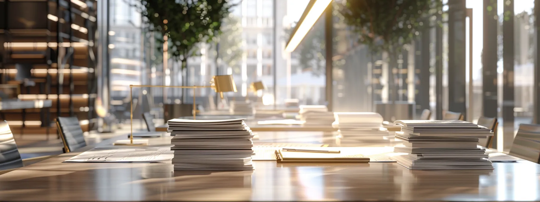 a stark, modern office setting with a focus on a meticulously arranged table displaying detailed structural inspection reports and insurance documents, illuminated by crisp overhead lighting, conveying the seriousness of assessing fire damage on property value.