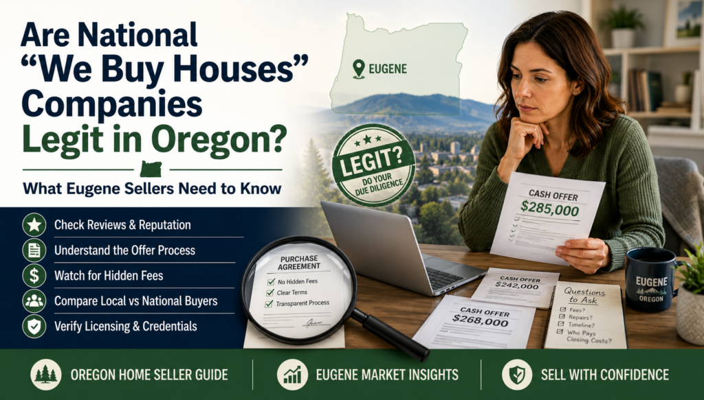 Are National “We Buy Houses” Companies Legit in Oregon? What Eugene Sellers Need to Know